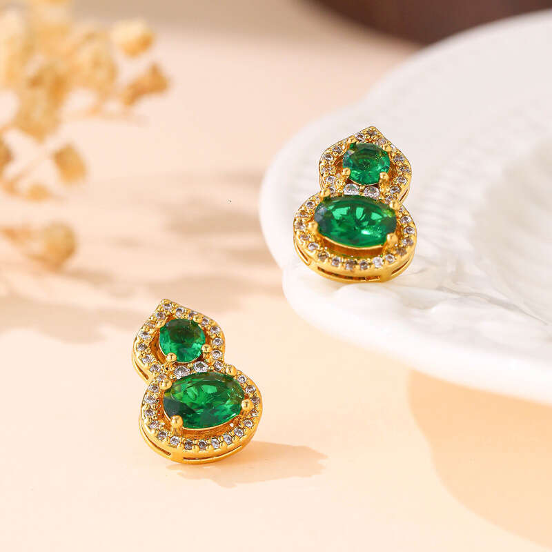 French-style Vintage Zircon-inlaid Gourd Earrings Light Luxury Exquisite And Fashionable Versatile Earrings