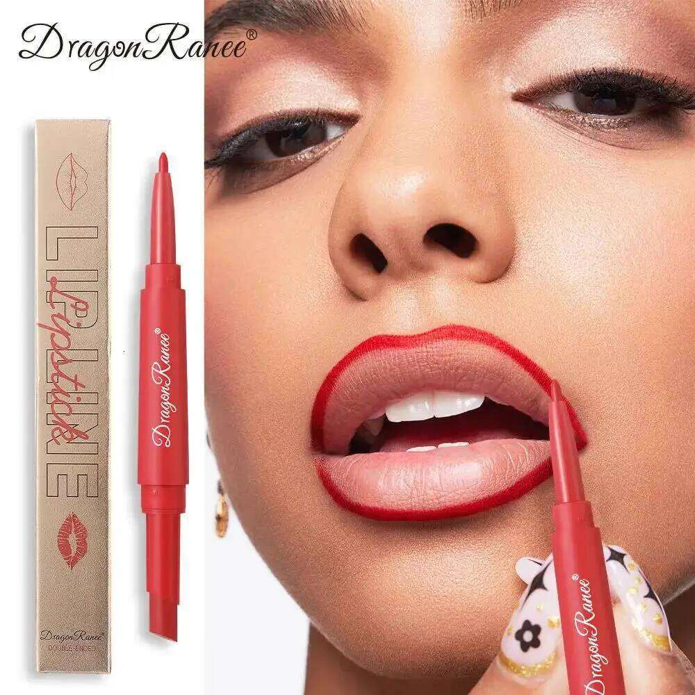 Double Head Matte Lip Liner Pencil 2 in 1 Long Lasting Waterproof Nude Red Lipstick Brighten Outline Makeup Stick H260302