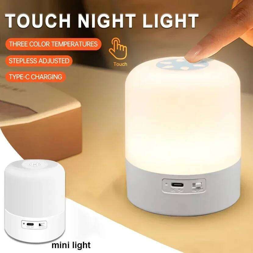 Bedside Touch Switch Three colors Light LED Night Dimming Atmosphere Table Lamp USB Rechargeable Torch for Kid Gift S260302