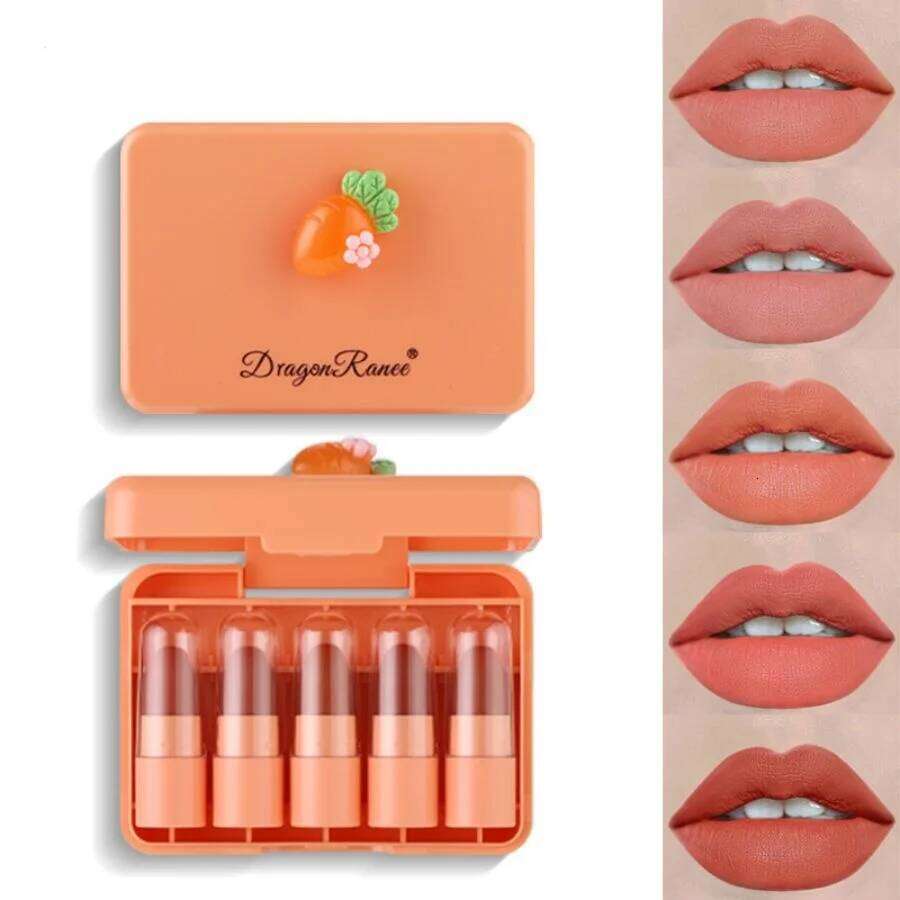 Five Set Whitening Complexion Waterproof Velvet Matte Long-Lasting Makeup Effect Lip Gloss Non-Stick Cup Non-Fading Lipstick H260302