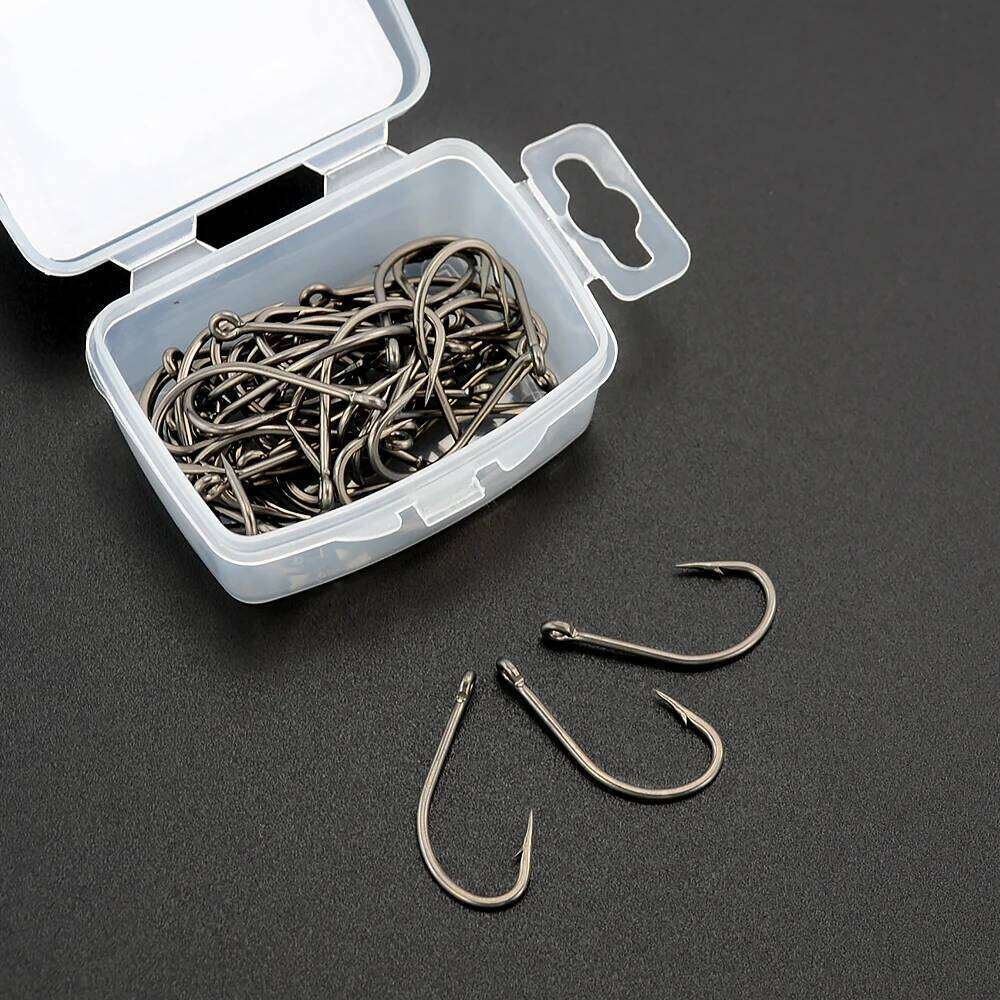 Hirisi 100pcs Carp Coating High Carbon Stainless Steel Barbed 8017 Fishing Hooks Accessories Z260228