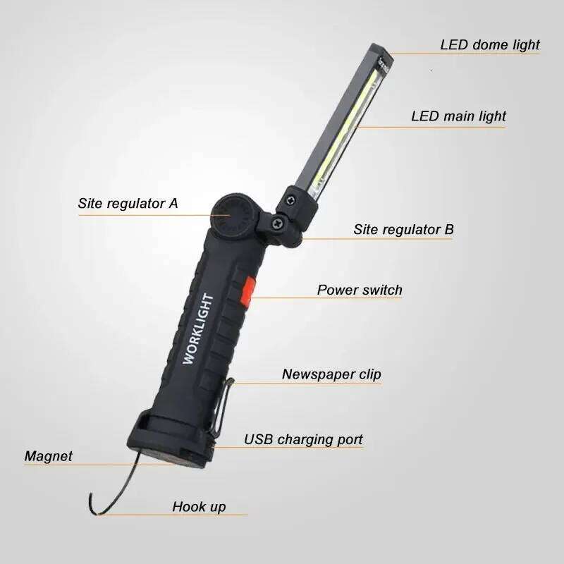Rechargeable LED Work Lights with Magnetic Base, 360Rotation,Versatile Lighting Repairs, Outdoors for Men S260302
