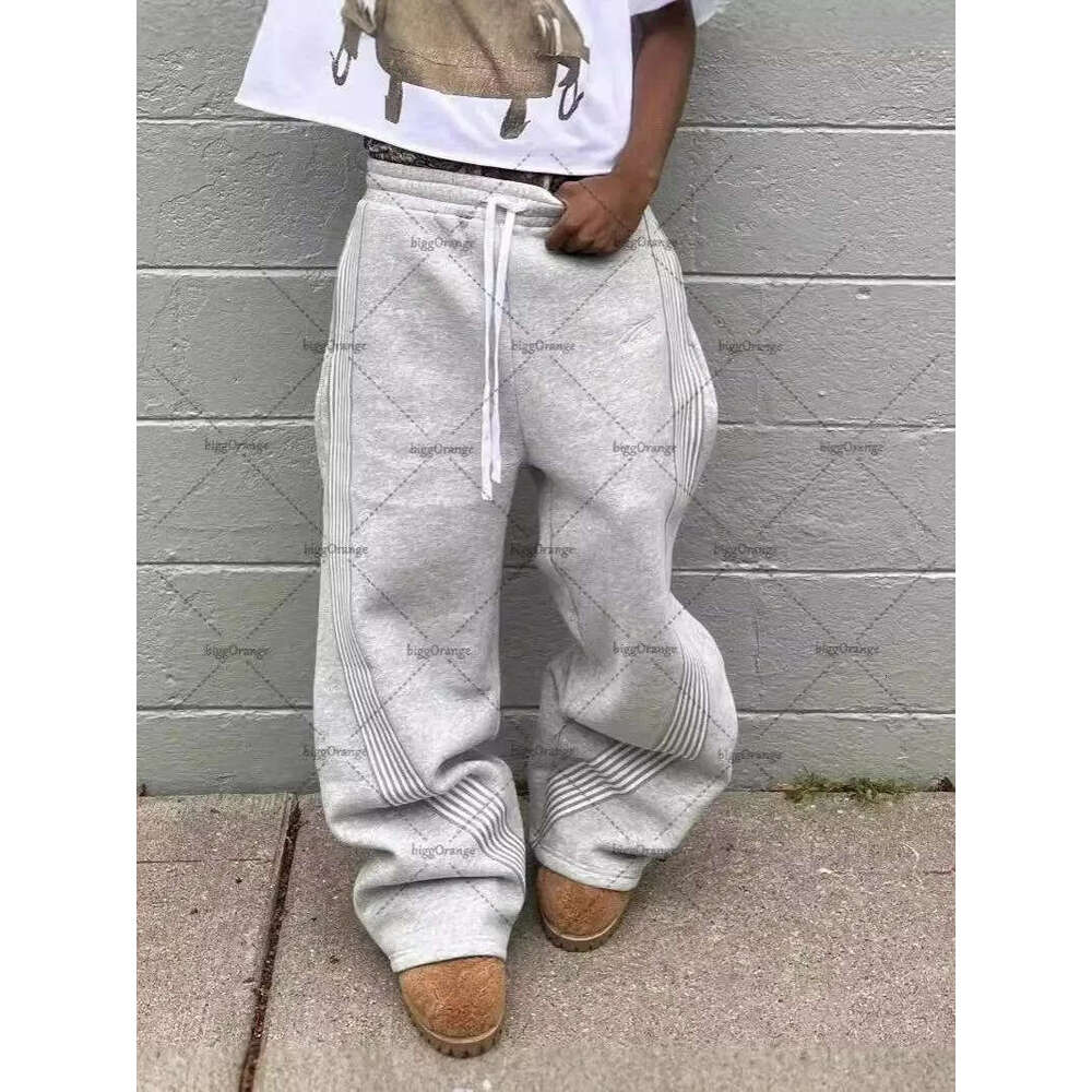 Jogging Sweatpants Embroidered Gray Drawstring Pants with Camouflage Design for Women Advanced Comfort Slacks Men's Clothing Daily Outfit - view 4