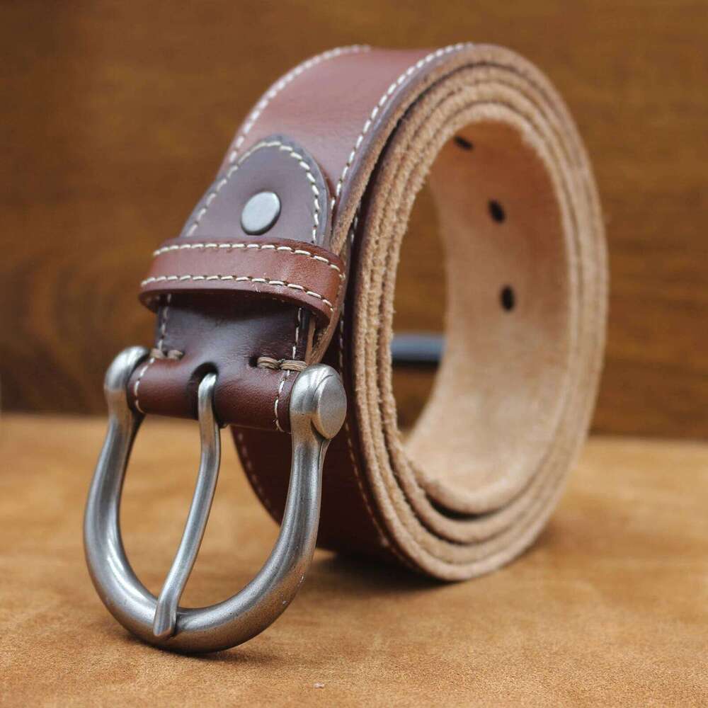 Men's male genuine strap brown cow leather belt for men pin buckle vintage jeans cintos masculinos S260228 f02 90e
