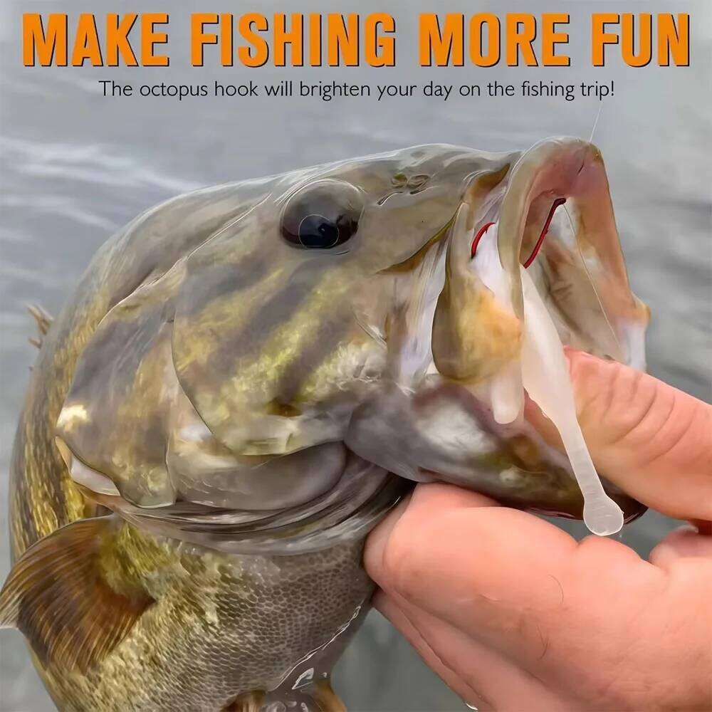 25pcs/box high-strength hooks, red octopus hooks with eyes and barbs, outdoor fishing tackle Z260228