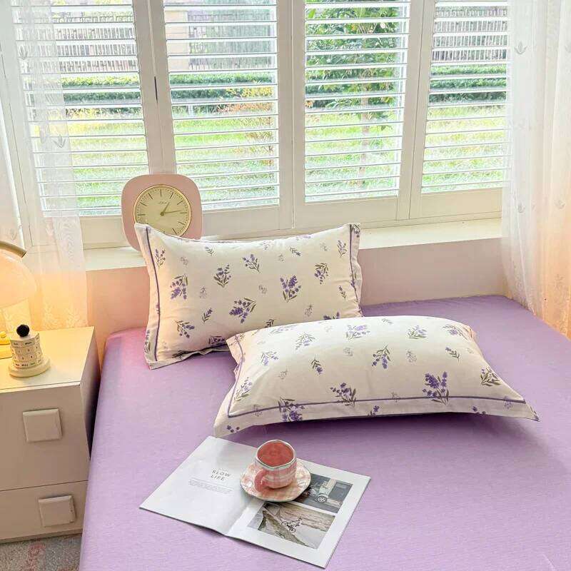 100% Cotton Lavender Print Duvet Cover 4-Piece Bedding Set W260302 W260302