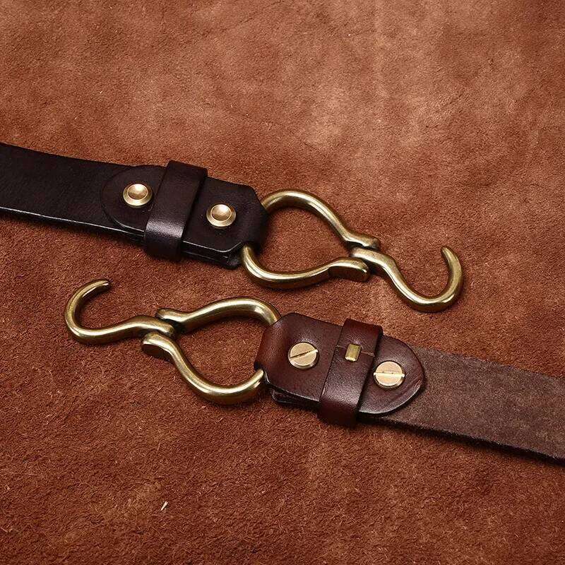 Men's Full Grain Belts for Men Cowhide Male Belt Genuine Leather Copper Hook Buckle Luxury Brand Designer Waist Strap S260228