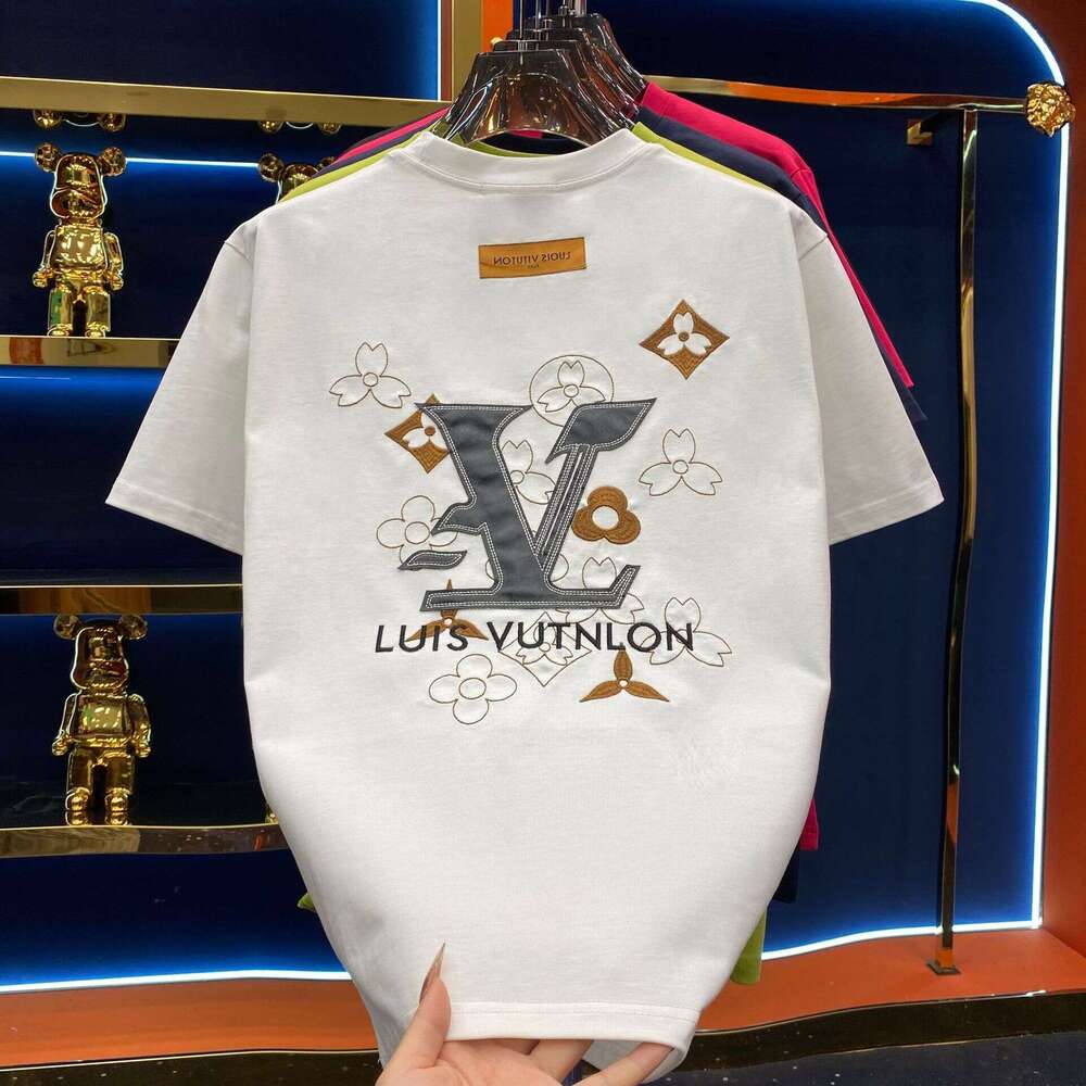Trendy Light Luxury Loose Fit Letter Print Short Sleeve Men's T-Shirt Spring Summer Versatile Personality Four Seasons Unisex