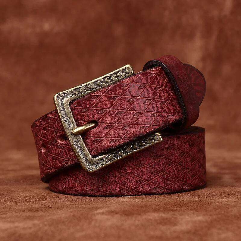 3.8CM Thickened Italian Pure Cowhide High Quality Genuine Leather Belts for Men Carving Strap Male Brass Buckle Jeans Cowboy S260228 c90 272