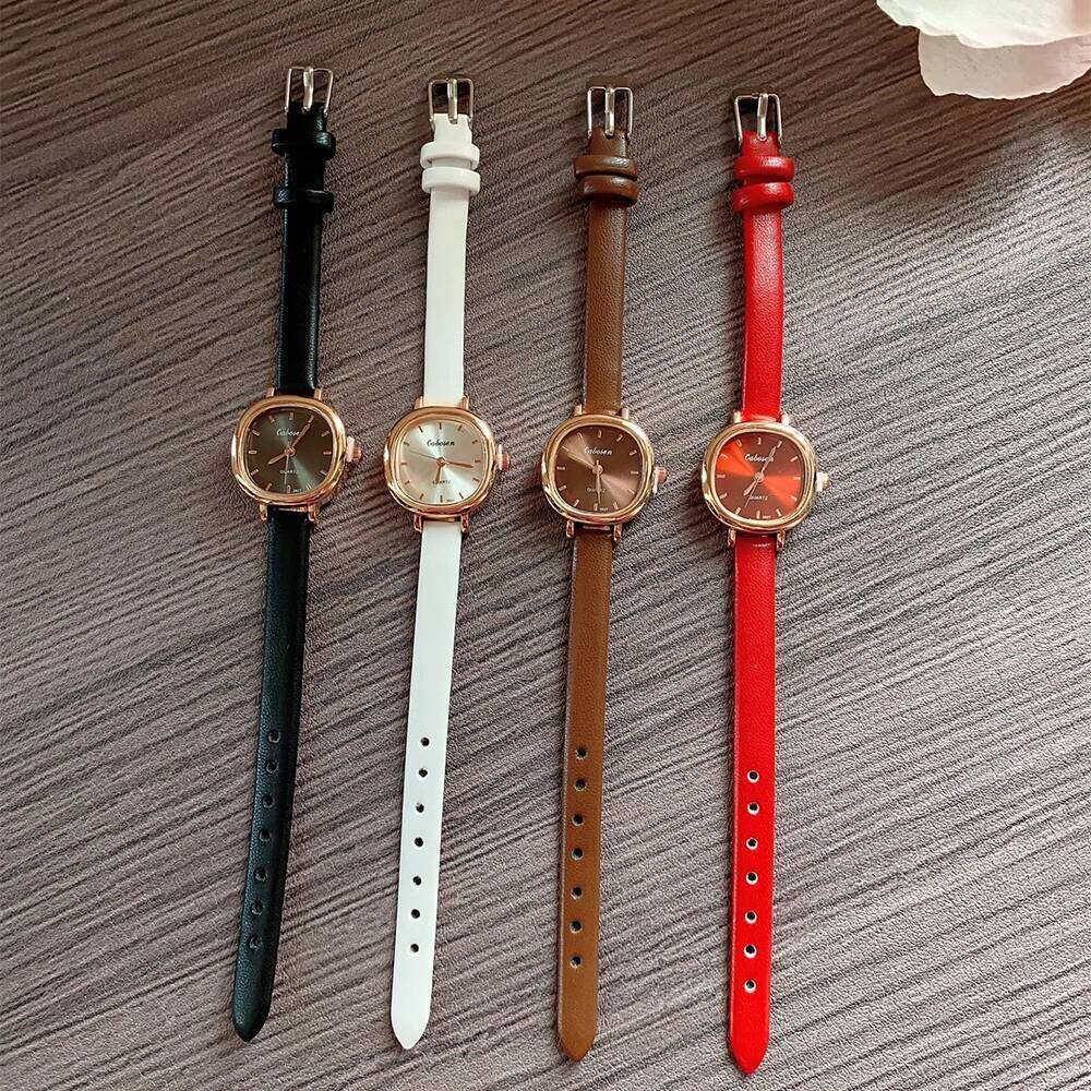 Square Exquisite Girls' Brown Strap Simple and Versatile Quartz Watch Women Suitable for Work/Decoration/ Parties XJ260303