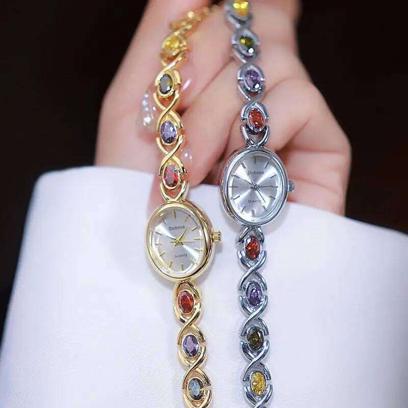 val color treasure rainbow light luxury watch classic cute oval women's bracelet watch, give yourself gift as a friend XJ260303