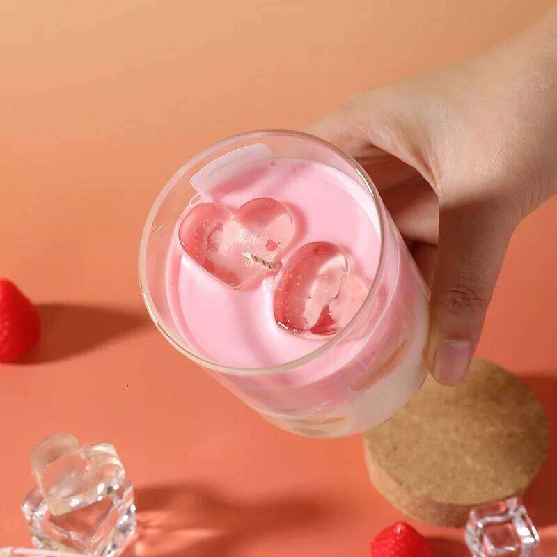 1Cup Valentine's Day Scented Candles,Cute Heart Desserts Coffee Handmade Creative Jelly Soy Wax Gift Atmosphere-themed Ornaments W260303