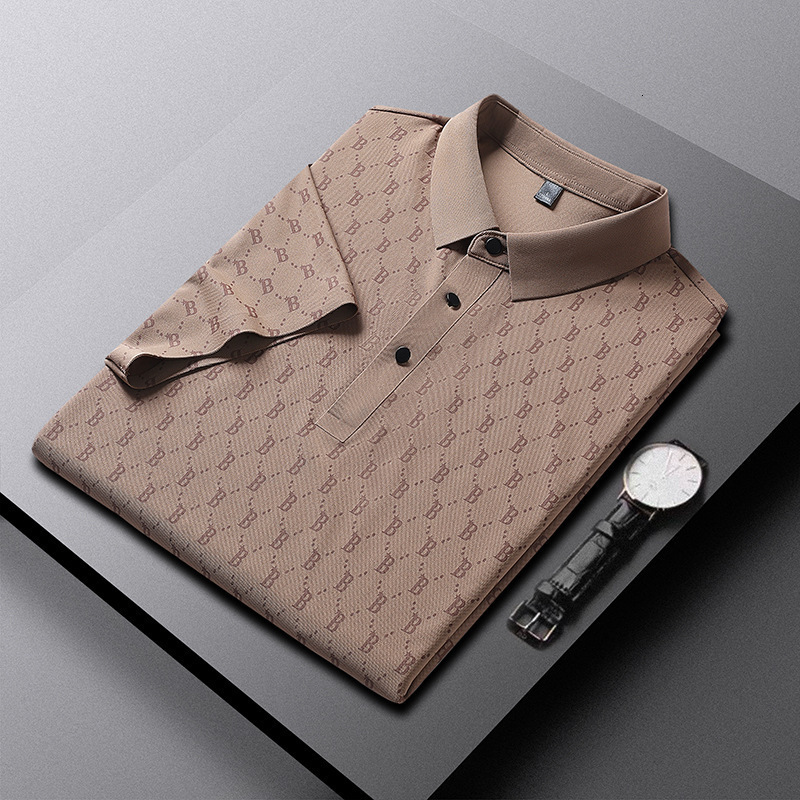 2026 Luxury Brand Designer Clothing Summer Ice Silk Polo , Short-Sleeved T- For Men, Turn-Down Collar T- For Young And Middle-Aged Men, Stretchy, Casu
