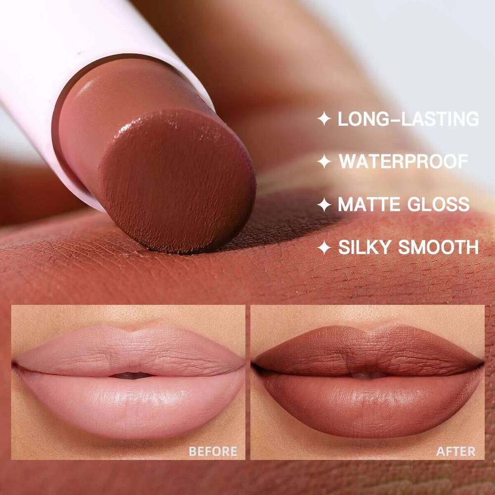 USHAS 2 In 1 Lipstick&Lip Liner Set, 18 Matte Nude Color Lipstick, Moisturizing and Long-Lasting, Perfect Lip Cosmetic H260302