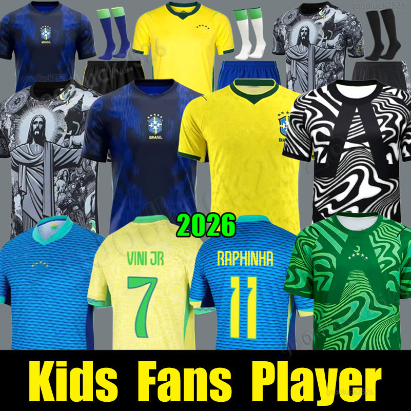 2026 World Cup Brazil soccer jerseys Camiseta de futbol PAQUETA RAPHINHA 26 27 football shirt maillots VINI JR 2024 brasil RICHARLISON men kids NEYMAR JR Uniforms