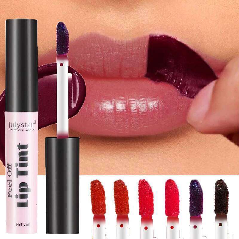 Julystar 6Color Peel Off Liquid Lipstick Waterproof Lasting Matte Purple Gloss Moisturize Tear-off Lip Stain Cosmetic Makeup H260302