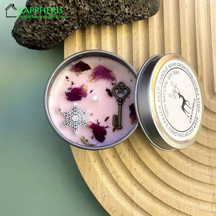 8OZ Candle Wholesale Tin Vanilla Scented in Jars Real Herb Glass Candles Home Decor Pink Lily W260303