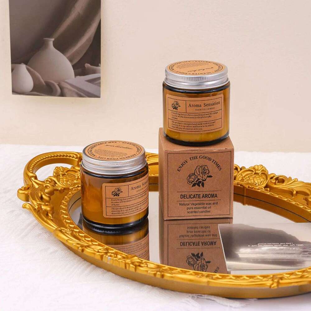 1pc, Small Cup Amber Glass Candle Romantic Smokeless Fragrance Home Party Garden Dining Table Decorative W260303