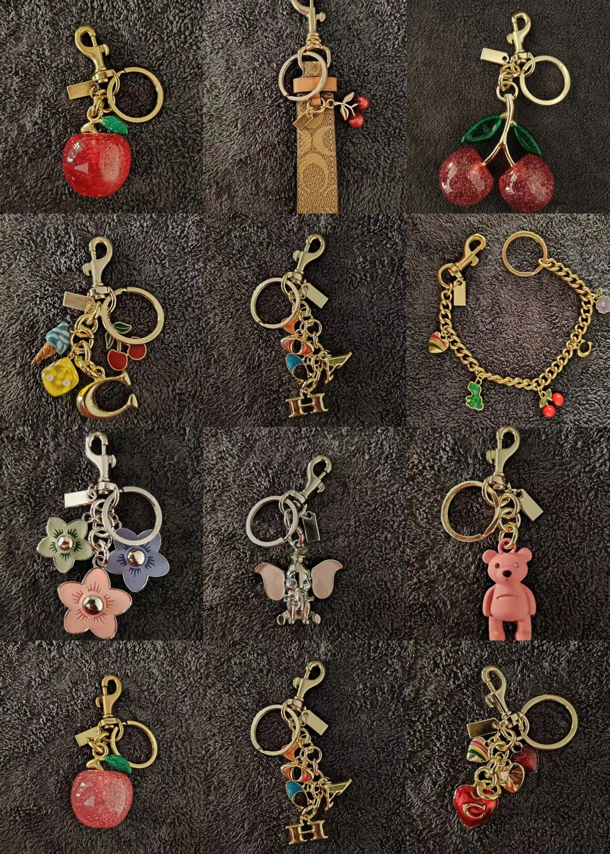 Cherry Bag Charm Women Key Rings keychain Retro-Cool Cherry Motif In Glittery Resin Clip it To Favorite Bag Set of Keys For Refreshing Style key chain Christmas Gift
