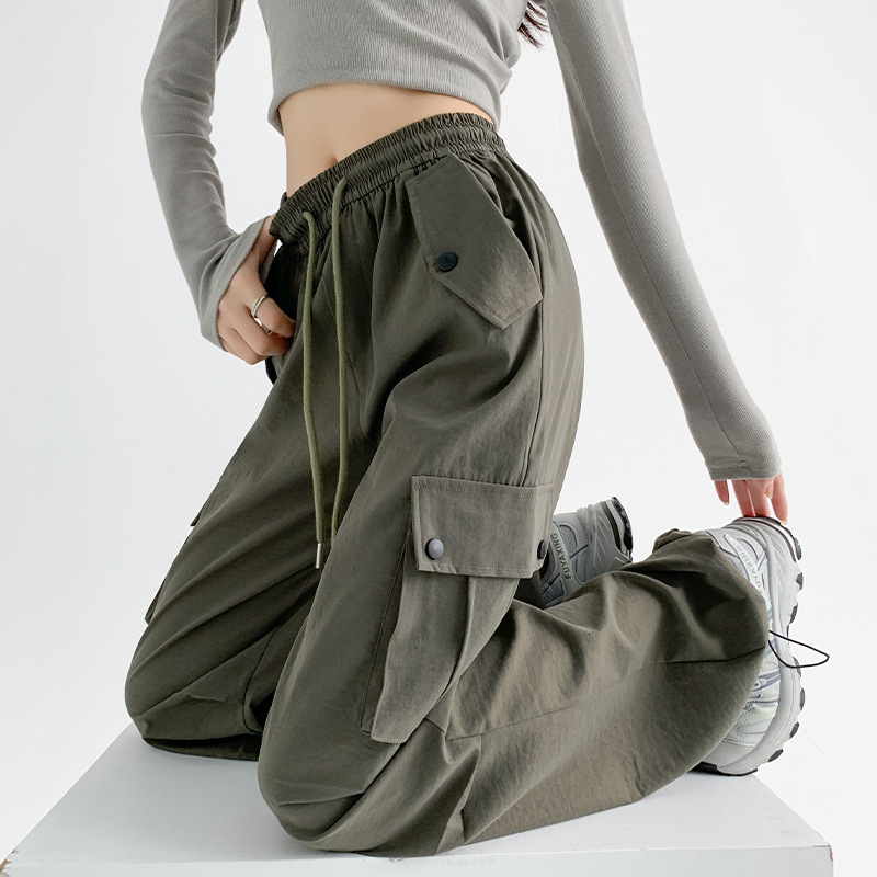 Americn Style Crgo Pnts For Women Spring Designer Pnts Nd Autumn New Slim Stright Prchute Pnts Loose High Wist Wide Leg Swetpnts Sports Pnts