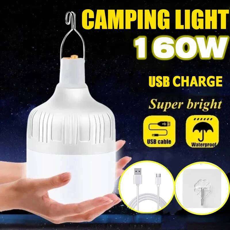 Portable LED Light USB Rechargeable Flashlight 3 Lighting Modes Bulb For Outdoor Camping Fishing Emergency Tent Lantern S260302