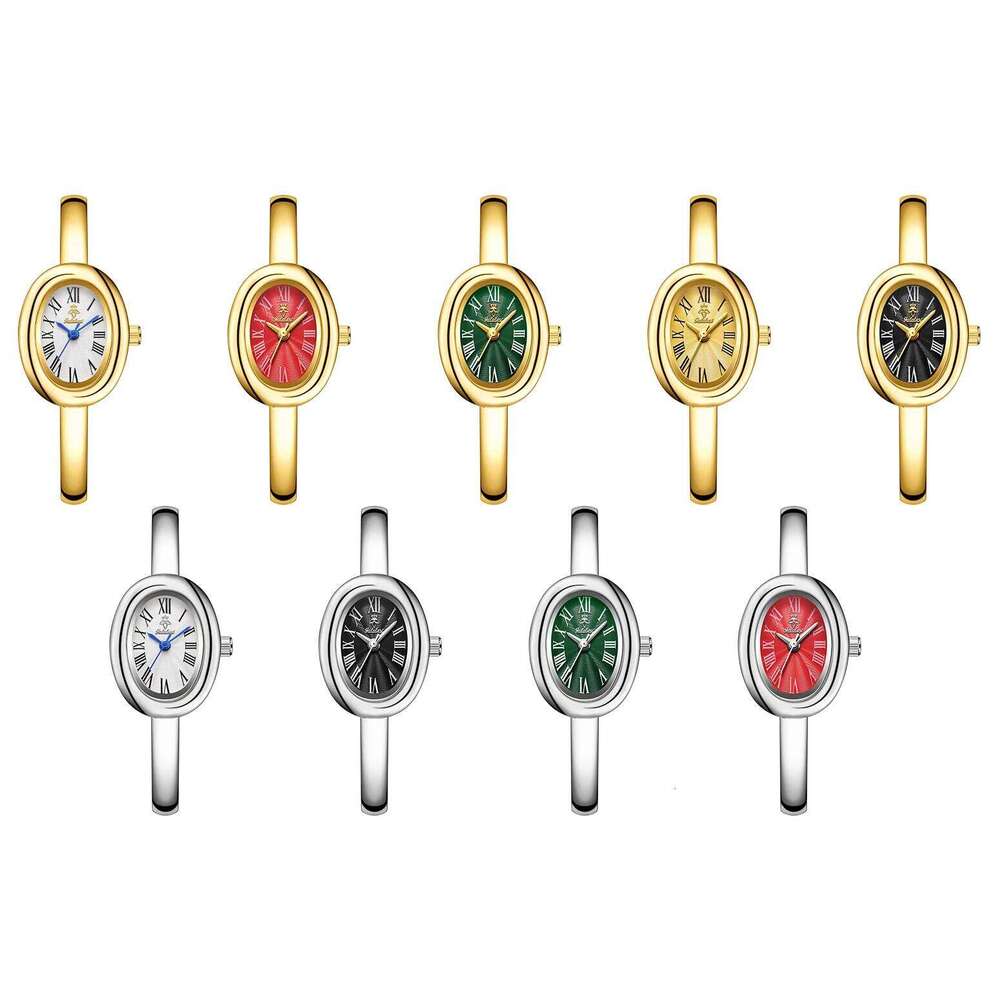 YaLaLuSi Brand Women's Bracelet Quartz Light Luxury Oval Gold Watch Roman Numerals Wristlet Vintage Fashion Gift box XJ260303