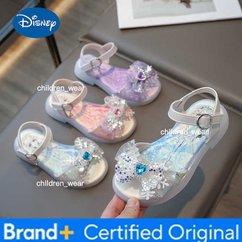 Disney KidsCasual Shoes Sandals Crystal Beach shoes Elsa EVA Summer Shoes For Girls Velcro Anti-slip Blue Purple Shoes Size 29-36 H260303
