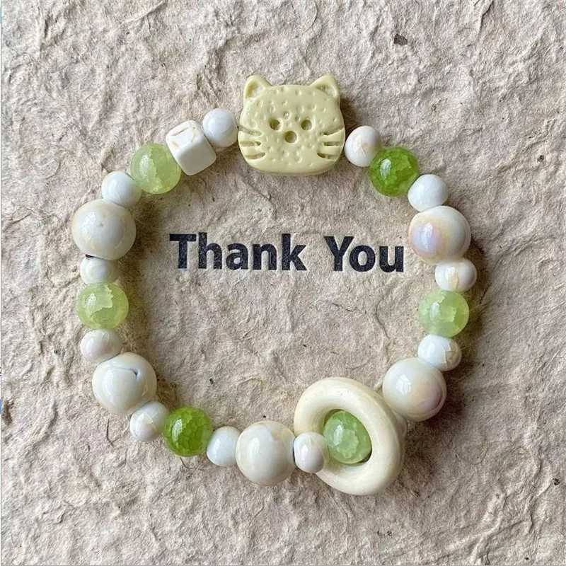 Handmade Ceramic Star Cat Bracelet Cartoon Korean Style Fresh Bracelet Jewelry Accessories Bead Cute Bead Bracelet Women H260303