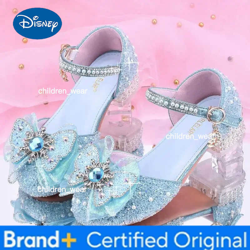 Disney Princess White High Heels Shoes Girls Stage Catwalk Models Shoes Kids Piano Children Dress Shoes Slipper Girl Party Sandals H260303