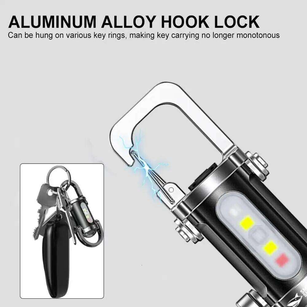 Powerful COB LED Keychain USB Rechargeable Hanging Portable Flashlight Waterproof Keyring Camping Walking Pocket Lamp S260302