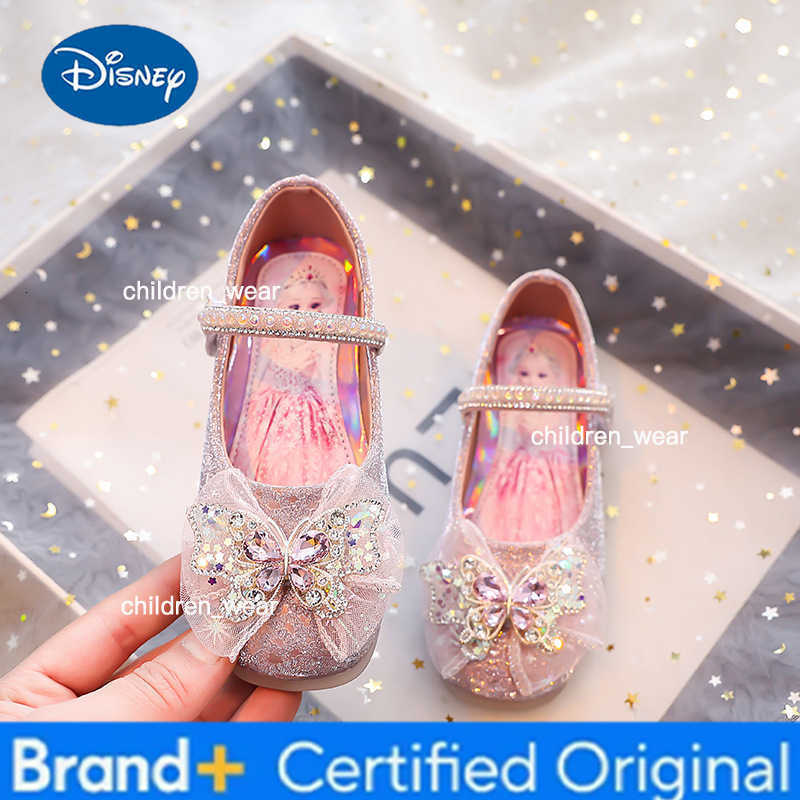 Disney KidsCasual Shoes Elsa Princess Frozen Crystal Sequin Fashion Summer Shoes For Girls Breathable Anti-slip Blue Pink Size 23-34 H260303