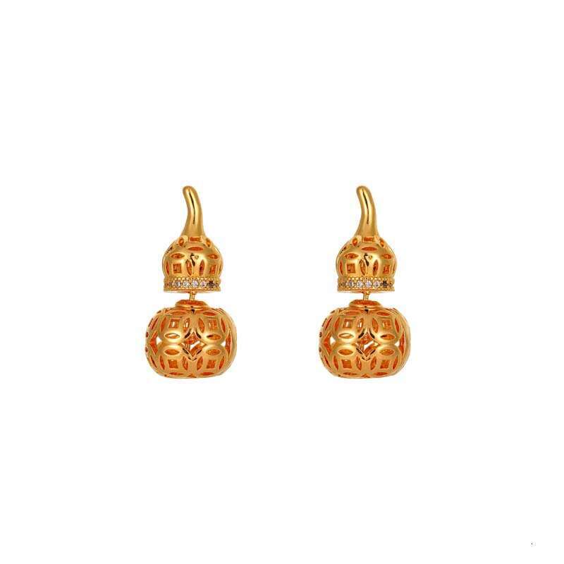 Micro-inlaid Zircon Hollow Gourd Earrings For Women Ins-style Fashion Studs Exquisite Ear Accessories