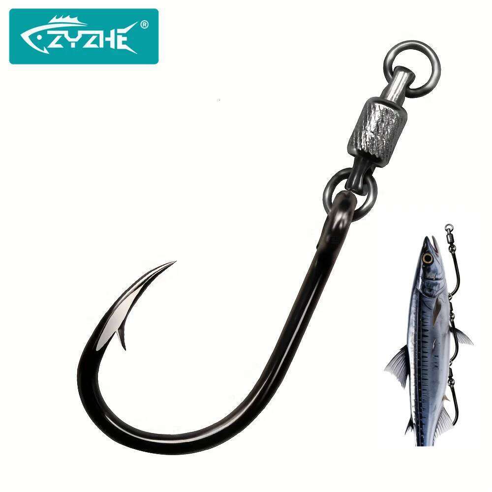 ZYZ 3pcs/Lot With Dual Bearing Swivel 6/0# 7/0# 8/0# Heavy Duty Bait Fishing Black Gang Hooks Free Connectable Z260228