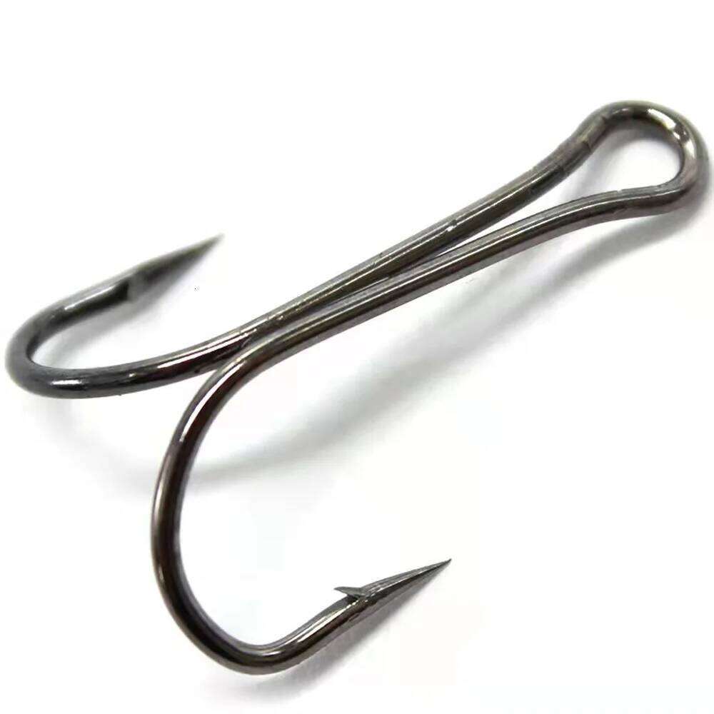 10pcs/lot Long Shank Double Fly Tying Fishing hooks Weedless Duple Hook For Soft Lure Jig Bass Carp Fish tackle Accessories Z260228