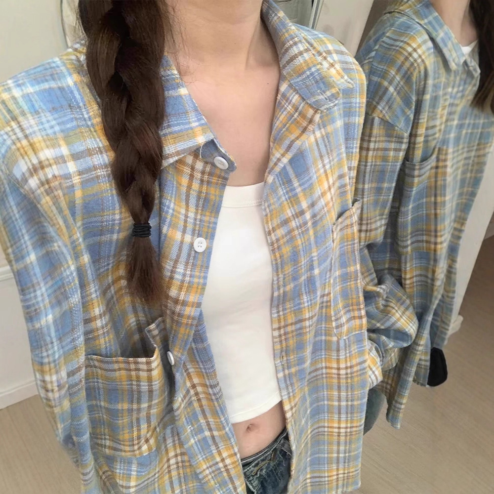 American-style Niche Design Designer Hoodie Long-sleeve Shirt With Plaid Designer Shirt Stripes Versatile Slimming Polo Shirt Casual Everyday Top For Outerwear