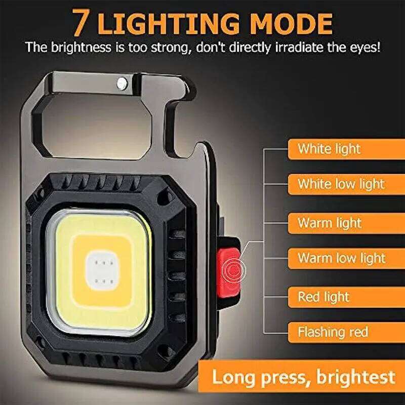 Mini LED Flashlight Magnetic COB Outdoor Camping Pocket Work Light 800 Lumens USB Rechargeable 7 Modes Spotlights S260302