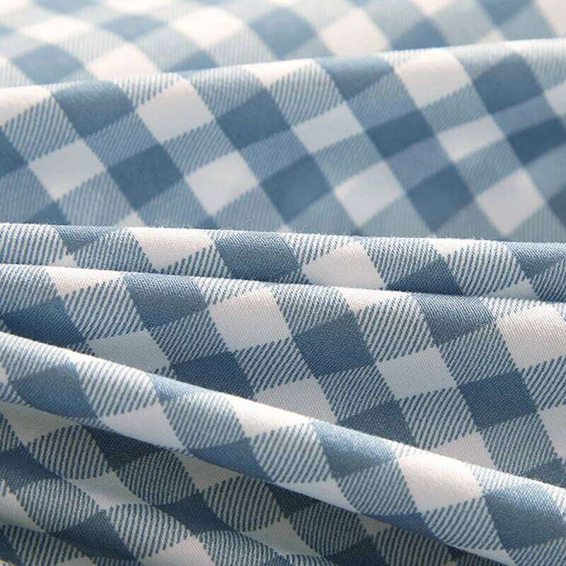 Japanese Style Grid Printed Bedding Washed Cotton Sleeping Naked Quilt Cover Sets Queen/king Size Bed Linens Set W260302