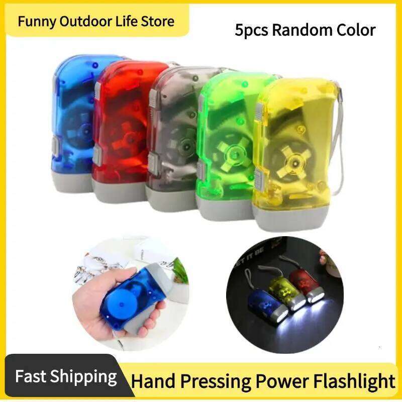 Hand Pressing Dynamo Crank Power Wind Up Flashlight Mini Self Generating Torch LED Camping Lamp Light Outdoor Survival Tool S260302