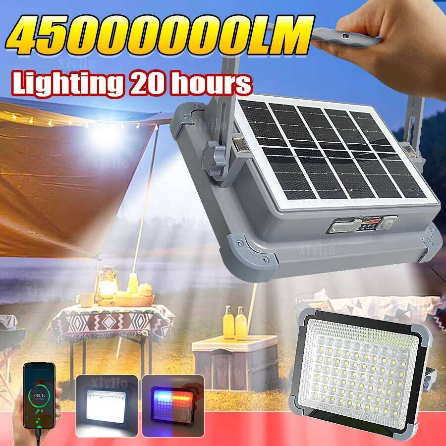Portable Solar LED Tent Rechargeable Lantern Emergency Night Market Light Outdoor Camping Bulb Lamp Searchlight S260302
