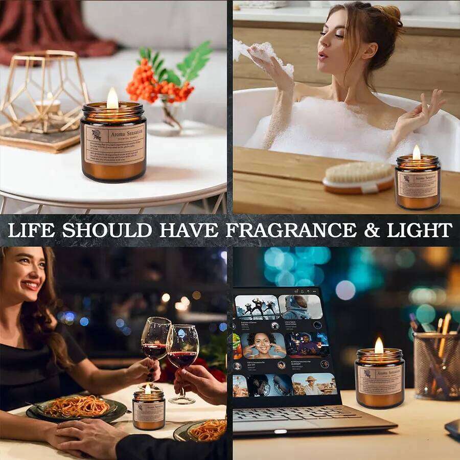 1pcs Brown Glass Cup Aromatherapy Candle Smokeless scented candle Suitable for Home Decoration Birthday Valentine's Day Gift W260303