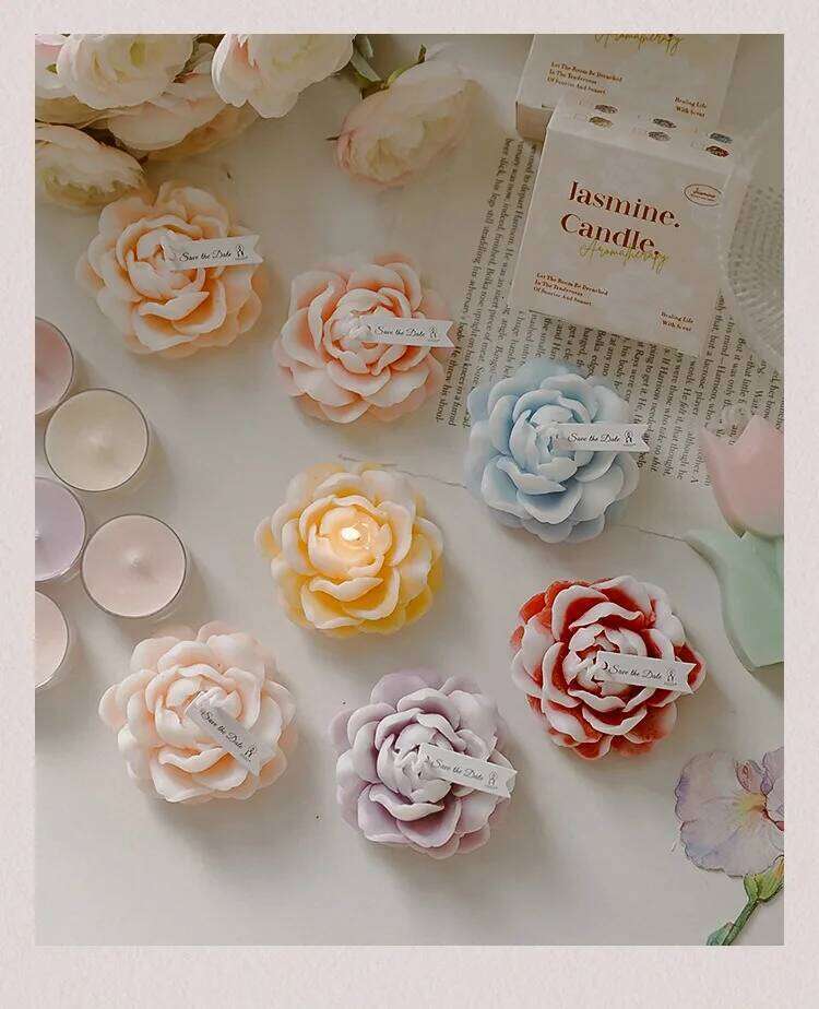 Handmade Jasmine Scented Soy Wax Candles Aromatherapy Birthday Candle for Wedding Party Home Decoration Photo Props W260303