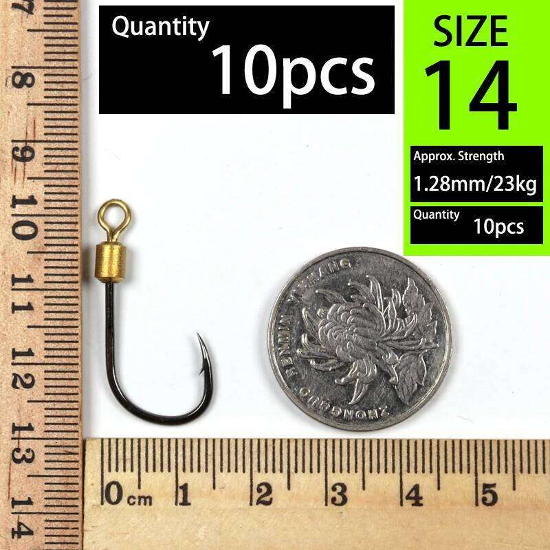 Bimoo 10pcs Rotating Fish Hook with Swivel High Carbon Steel Sharp Barbed for Bait Lure Carp Fishing Hooks Z260228