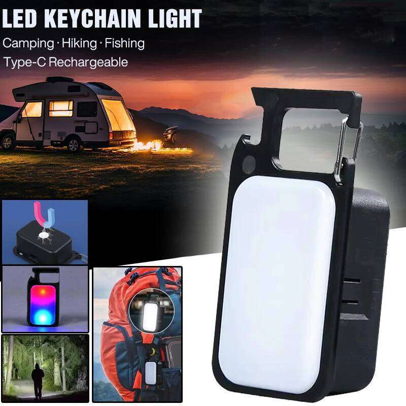1/2PCS Mini Backpack 4 Mode LED Portable COB Flash Rechargeable Keychain Light Camping Hiking Pocket Flashlight S260302