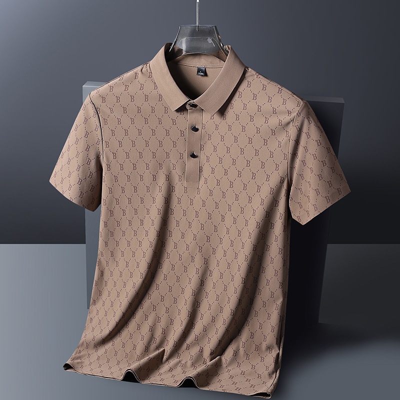 2026 Luxury Brand Designer Clothing Summer Ice Silk Polo , Short-Sleeved T- For Men, Turn-Down Collar T- For Young And Middle-Aged Men, Stretchy, Casu