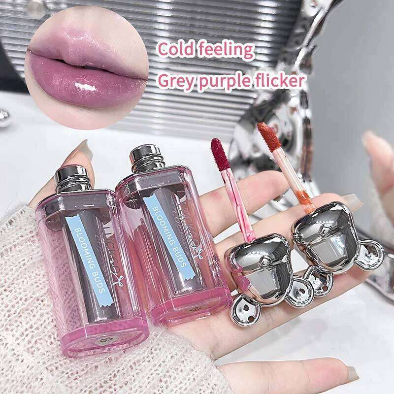 Bear Korean show , mirror Shuiguang glass lip, autumn and winter lipstick, makeup does not fade H260302