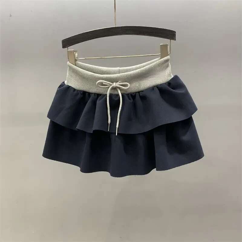 skirt Designer Womens Skirts Spring/Summer Drawstring Elastic Waist Casual Black For Women Sweet High Slim A-line Puff Cake Short Y2k mius Skirt