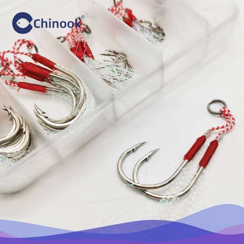 Chinook 10/20pcs Slow Jigging Twin/single braided Cast Jig Assist Hook High Carbon Steel Thread Feather Sea Pesca Z260228