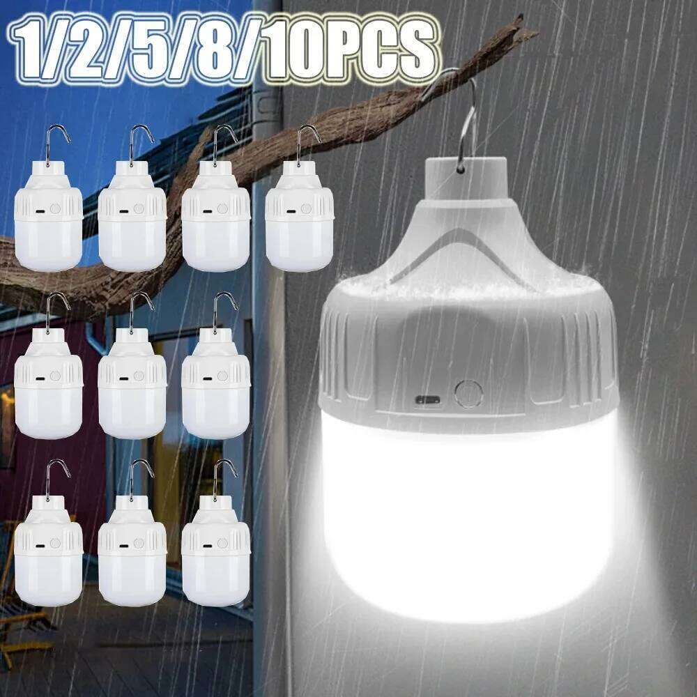 1-10pcs High LED Camping Light Waterproof USB Rechargeable Portable Lamp for Outdoor BBQ Hiking Emergency Hunting Power S260302