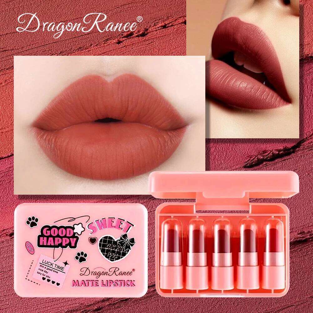 Five Set, Long-Lasting Makeup Effect, Whitening Complexion, Autumn and Winter Velvet Matte Non-Fading Non-Stick Lipstick Set H260302