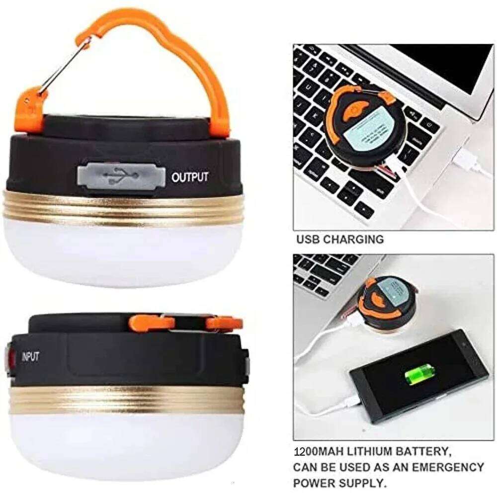 Power Lantern Tents 1200mah USB Rechargeable Portable Camping Light Outdoor Hiking Night Hanging Lamp S260302